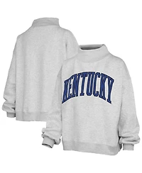 Pressbox Women's Heather Gray Kentucky Wildcats Oversized Nelson Mock Neck Sweatshirt