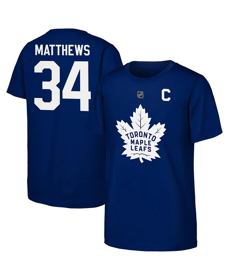 Outerstuff Big Boys and Girls Auston Matthews Blue Toronto Maple Leaf's Player Name & Number T-Shirt