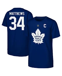 Outerstuff Big Boys and Girls Auston Matthews Blue Toronto Maple Leaf's Player Name & Number T-Shirt