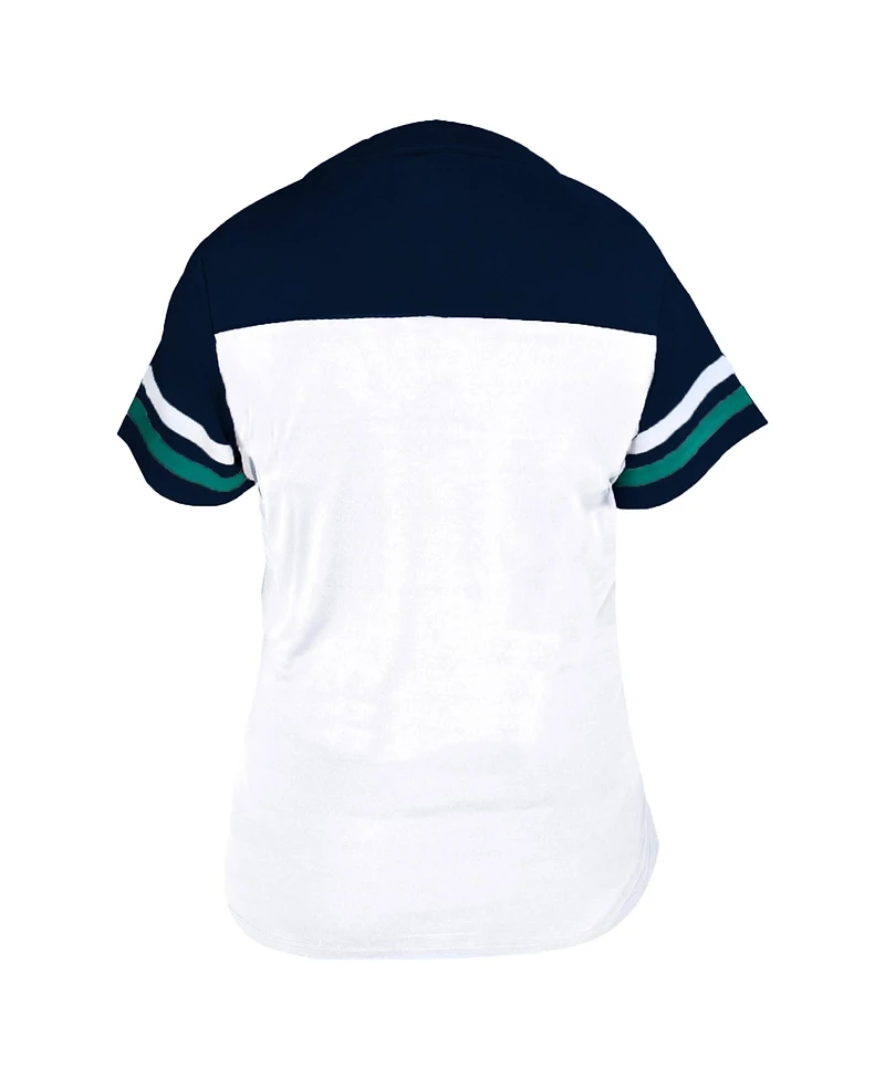Fanatics Women's Profile White/Navy Seattle Mariners Plus Two-Stripe V-Neck T-Shirt
