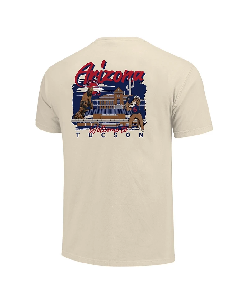 Image One Men's Natural Arizona Wildcats Comfort Colors Hand-Drawn Campus Stack T-Shirt