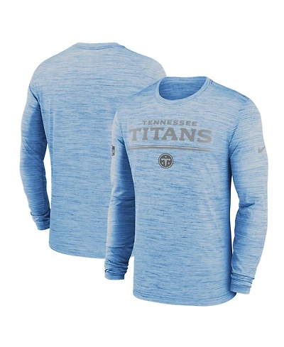 Nike Men's Light Blue Tennessee Titans Sideline Offensive Transition Velocity Dri-fit Long Sleeve T-Shirt