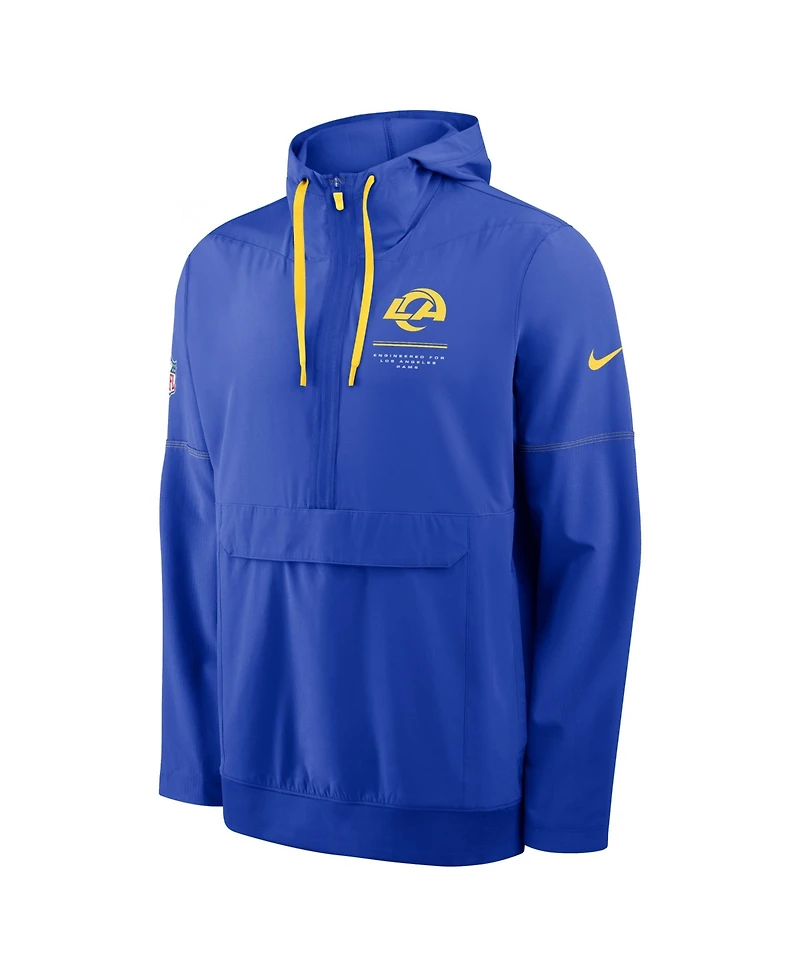 Nike Men's Royal Los Angeles Rams Sideline Anorak Half-Zip Hooded Jacket
