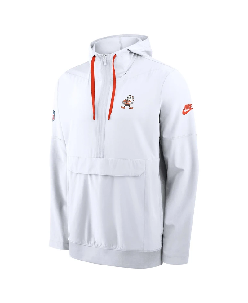Nike Men's White Cleveland Browns Alt Anorak Half-Zip Hooded Jacket