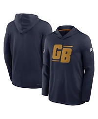 Nike Men's Navy Green Bay Packers Big & Tall 2026 Sideline Alternate Dri-fit Hooded Long Sleeve T-Shirt
