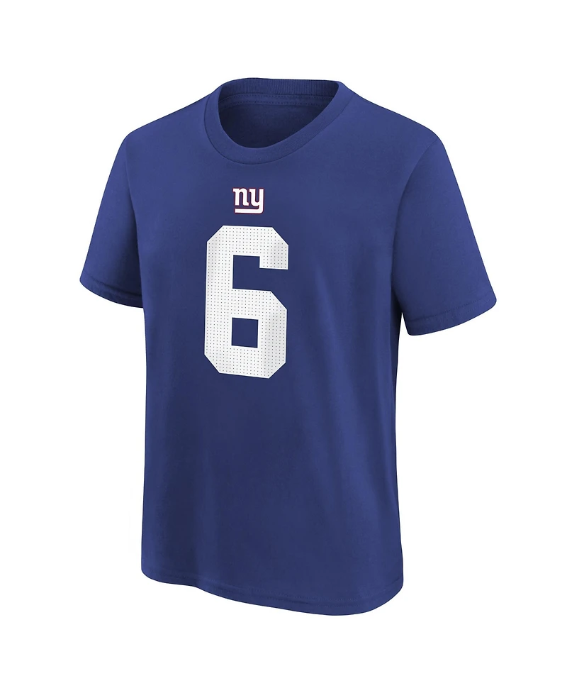 Nike Big Boys and Girls Jaxson Dart Royal New York Giants Name & Number T-Shirt