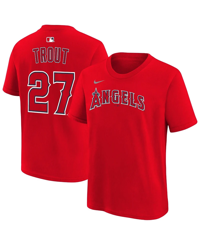 Nike Big Boys and Girls Mike Trout Red Los Angeles Angels Name & Number T-Shirt