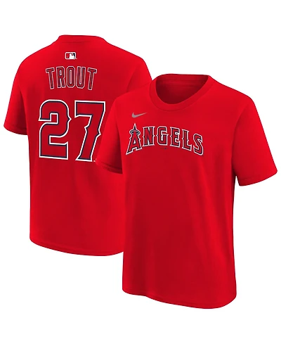 Nike Big Boys and Girls Mike Trout Red Los Angeles Angels Name & Number T-Shirt