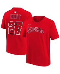 Nike Big Boys and Girls Mike Trout Red Los Angeles Angels Name & Number T-Shirt