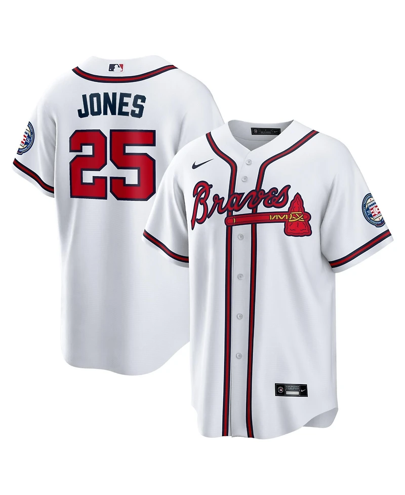 Nike Men's Andruw Jones White Atlanta Braves Home Replica 2026 Hall of Fame Patch Jersey