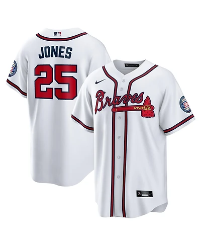 Nike Men's Andruw Jones White Atlanta Braves Home Replica 2026 Hall of Fame Patch Jersey