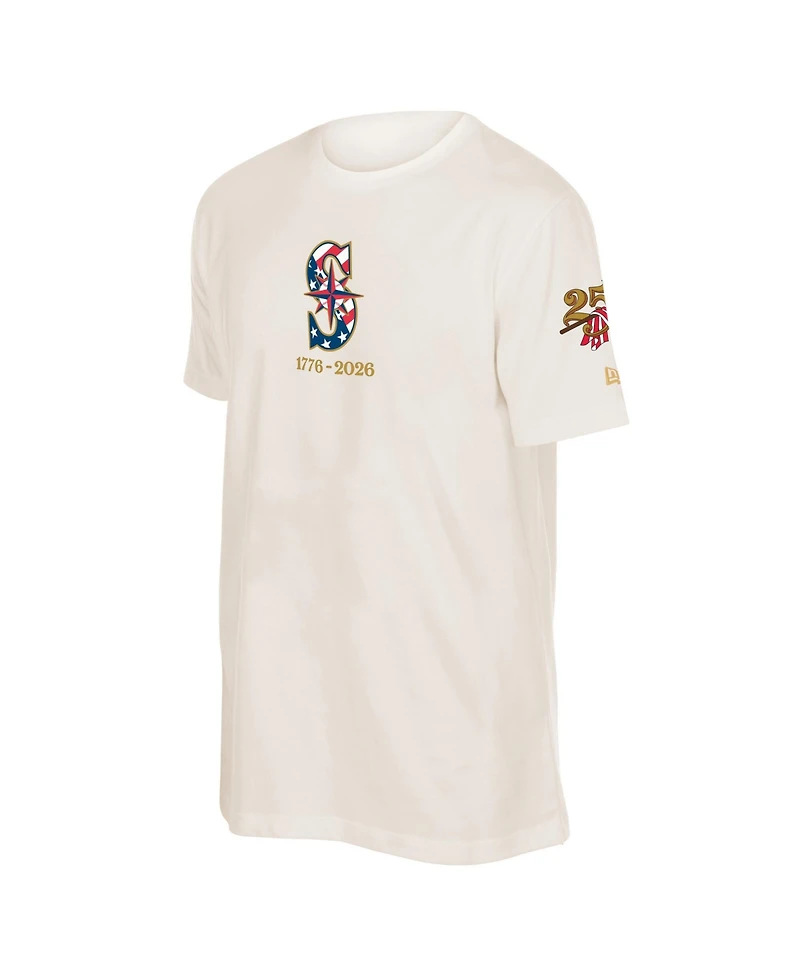 New Era Men's Cream Seattle Mariners 250th Fourth of July T-Shirt