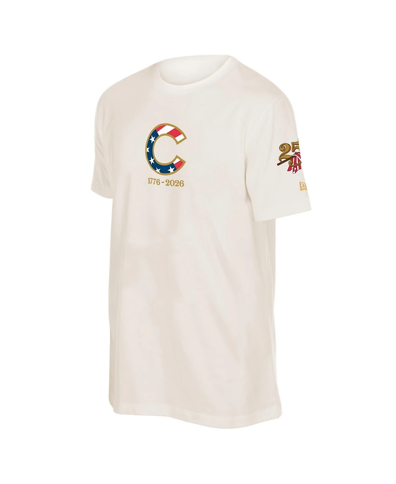 New Era Men's Cream Chicago Cubs 250th Fourth of July T-Shirt