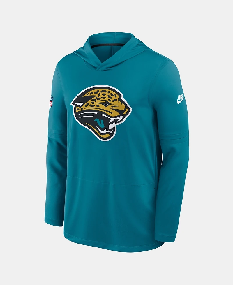 Nike Men's Teal Jacksonville Jaguars Sideline Dri-fit Long Sleeve Hooded T-Shirt