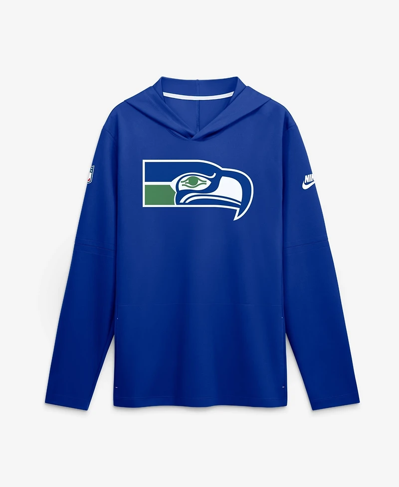 Nike Men's Royal Seattle Seahawks Sideline Dri-fit Long Sleeve Hooded T-Shirt