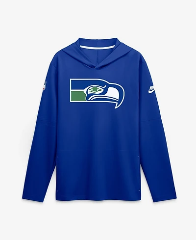 Nike Men's Royal Seattle Seahawks Sideline Dri-fit Long Sleeve Hooded T-Shirt