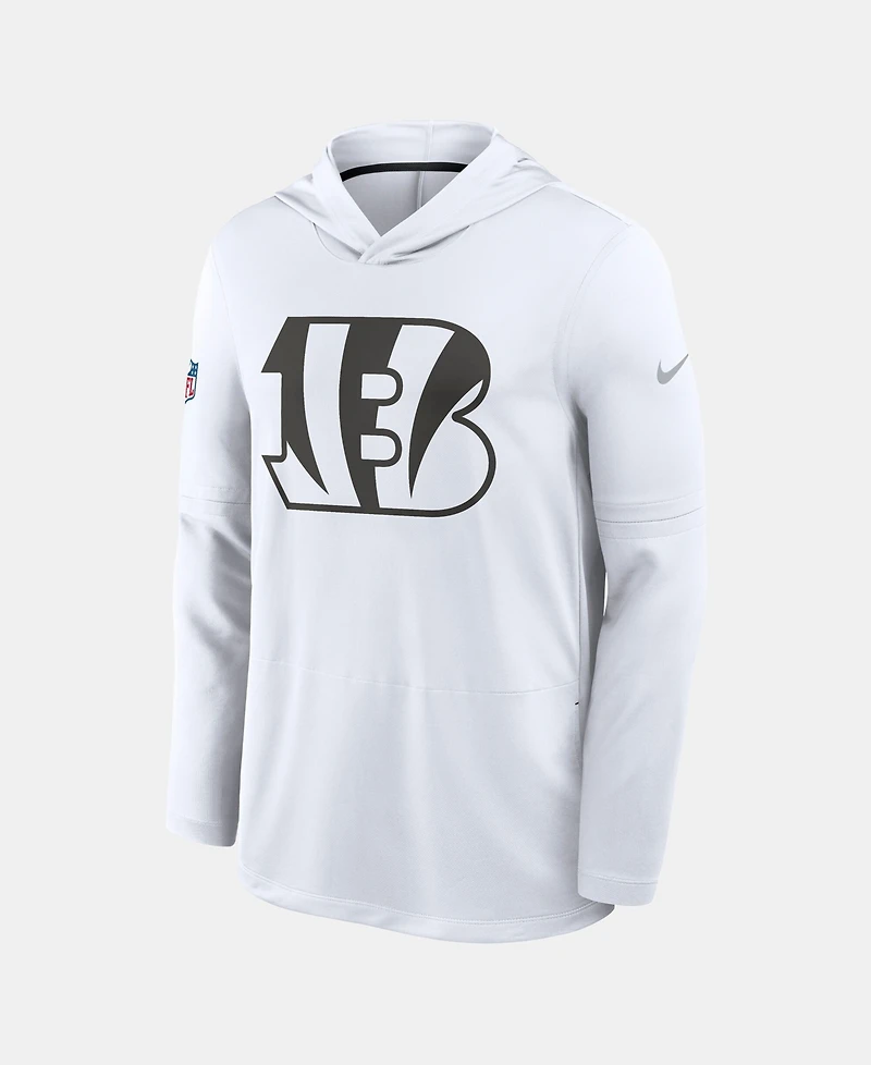 Nike Men's White Cincinnati Bengals Sideline Dri-fit Long Sleeve Hooded T-Shirt