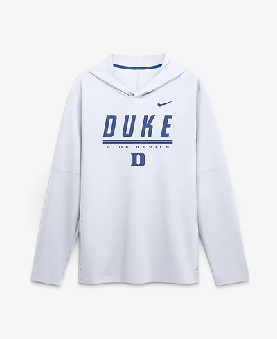 Nike Men's White Duke Blue Devils 2026 Sideline Lightweight Long Sleeve Hooded Dri-fit T-Shirt