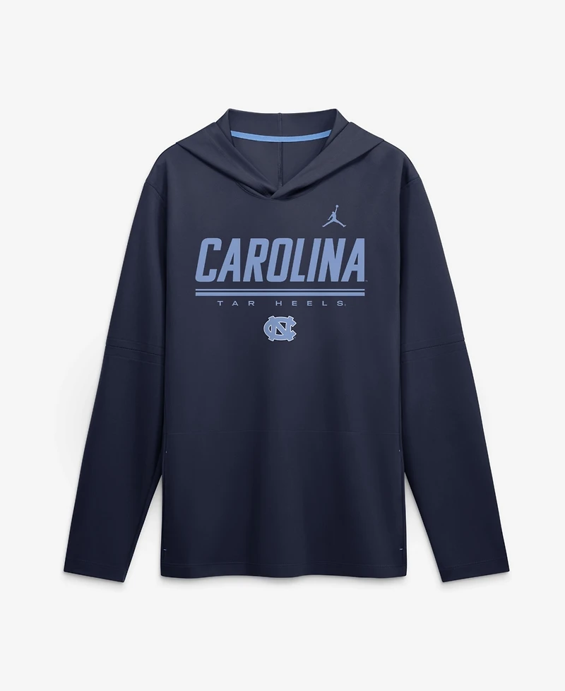 Jordan Men's Navy North Carolina Tar Heels 2026 Sideline Lightweight Long Sleeve Hooded Dri-fit T-Shirt