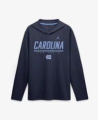 Jordan Men's Navy North Carolina Tar Heels 2026 Sideline Lightweight Long Sleeve Hooded Dri-fit T-Shirt