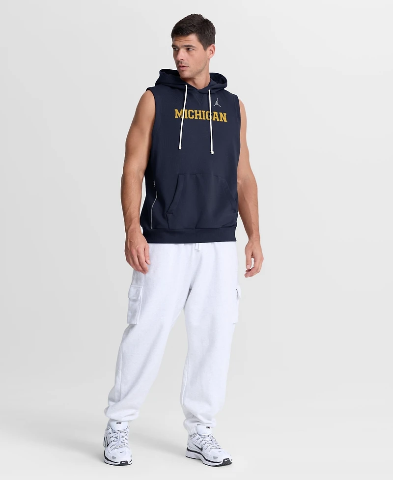 Jordan Men's Navy Michigan Wolverines 2026 Sideline Sleeveless Dri-fit Hoodie