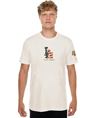 New Era Men's Cream Los Angeles Dodgers 250th Fourth of July T-Shirt