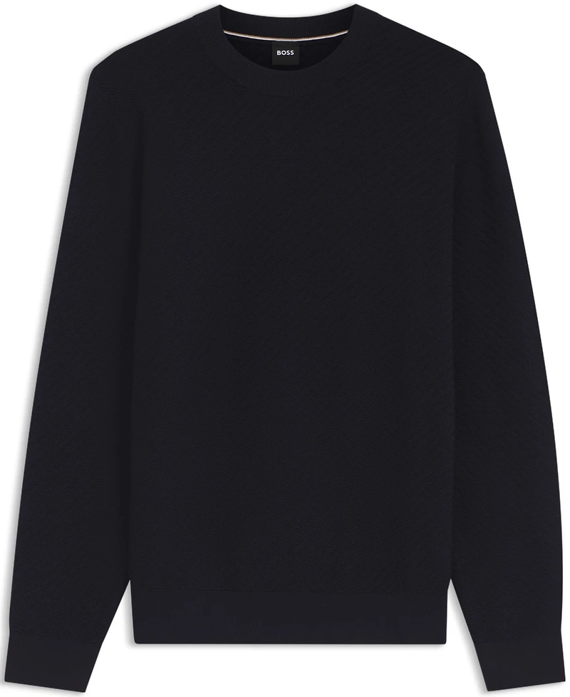 Boss by Hugo Men's Diagonal-Structured Cotton Regular-Fit Sweater
