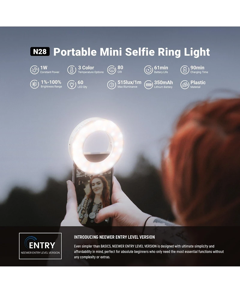 Neewer N28 Ring Light with 1W, 60 Led, CRI80 for select iPhone models