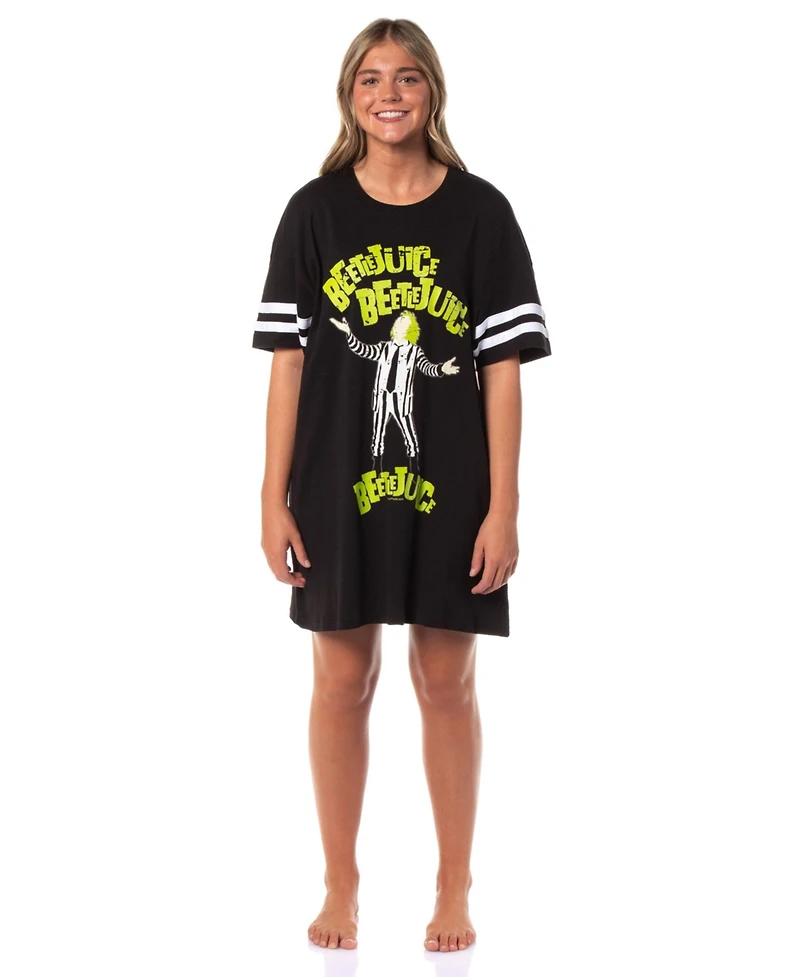 Intimo Women's Beetlejuice Halloween Movie Nightgown Pajama Shirt Dress For Adults