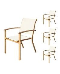 Yiortwo Set of 4 Patio Chairs, Stackable Outdoor Dining Chairs with Arms