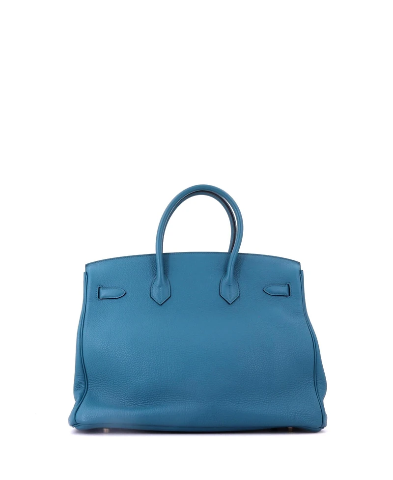 Pre-Owned HERMES Birkin 35 Handbag Blue Togo with Gold Hardware