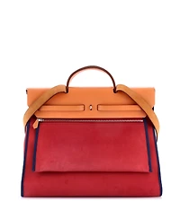 Pre-Owned HERMES Herbag Zip Leather and Toile
