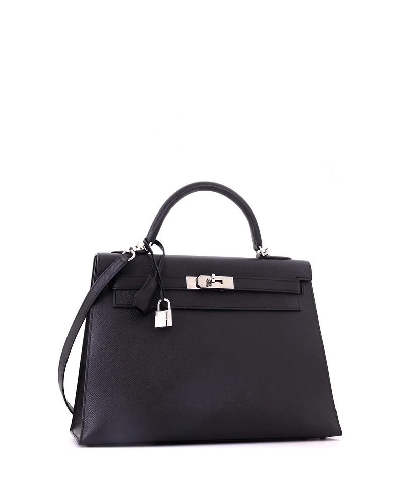 Pre-Owned HERMES Kelly Handbag Epsom with Palladium Hardware