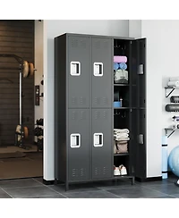 homfan Heavy Duty Steel Storage Locker, 6 Doors, 12 Hooks, Ventilated and Rust-Resistant, Locking Organizer for Office, School, Gym