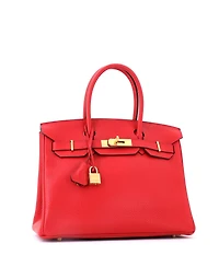 Pre-Owned HERMES Birkin 30 Handbag Red Clemence with Gold Hardware