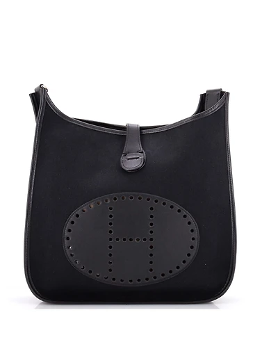Pre-Owned HERMES Gm Evelyne Bag Gen I Toile and Leather