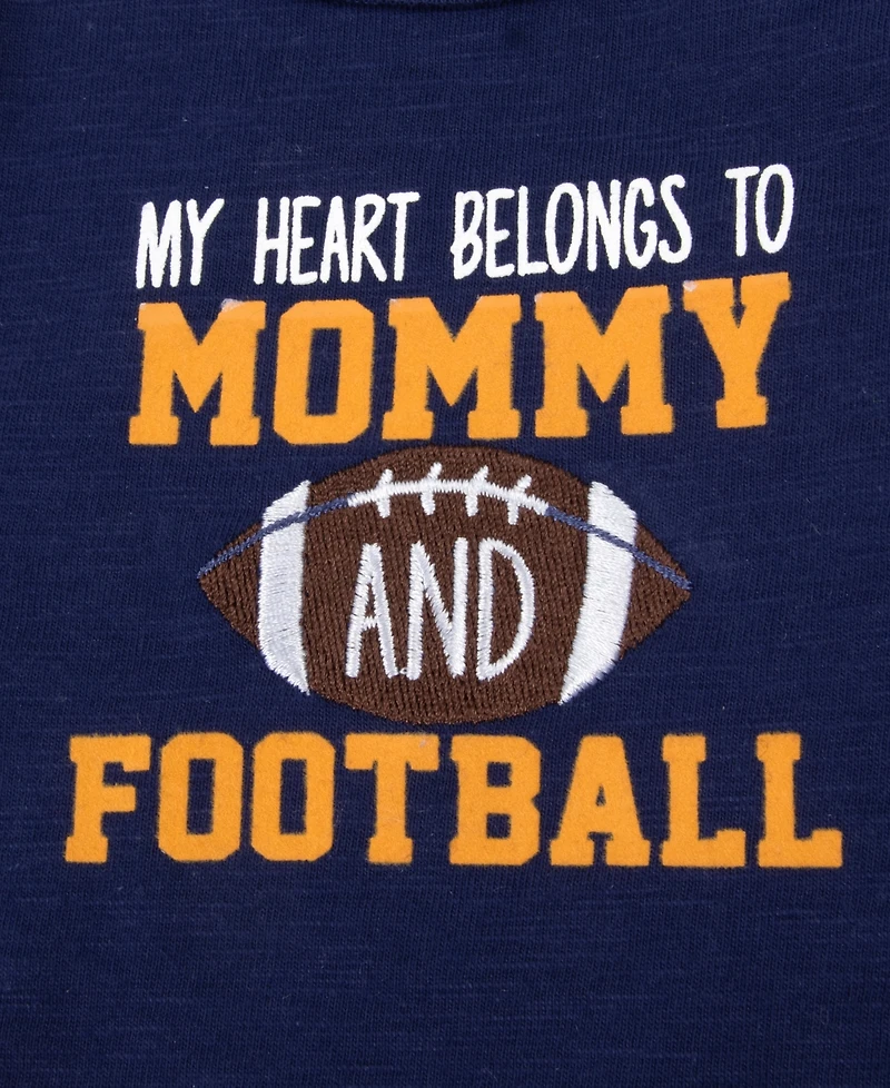 Baby Essentials Boys' Mommy and Football Bodysuit, Jogger Pants, Socks Hat, 4-Piece Set