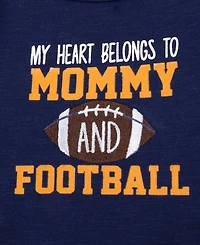 Baby Essentials Boys' Mommy and Football Bodysuit, Jogger Pants, Socks Hat, 4-Piece Set