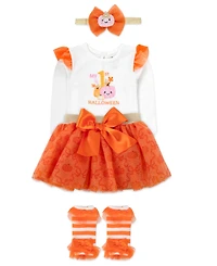 Baby Essentials Girls' My 1st Halloween Bodysuit, Skirts, Leg Warmers and Headband, 4-Piece Set