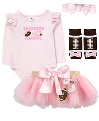 Baby Essentials Girls' Huddles & Cuddles Bodysuit, Skirts, Leg Warmers and Headband, 4-Piece Set