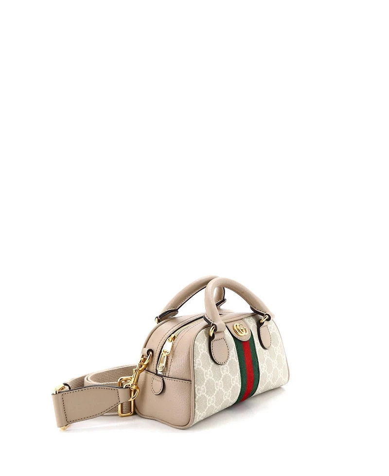 Pre-Owned Gucci Mini Ophidia Convertible Boston Top Handle Bag Gg Coated Canvas with Leather
