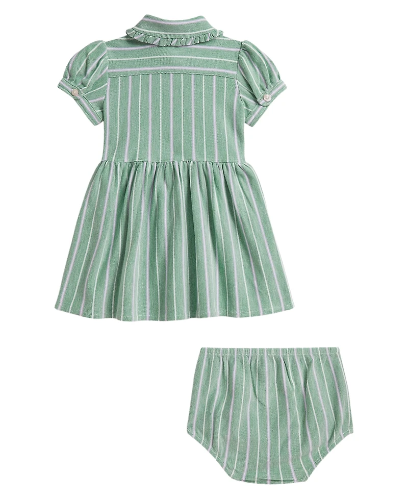 Polo Ralph Lauren Baby Girls' Striped Knit Oxford Shirtdress with Bloomer, 2-Piece Set