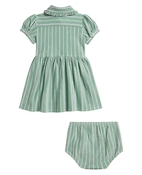 Polo Ralph Lauren Baby Girls' Striped Knit Oxford Shirtdress with Bloomer, 2-Piece Set