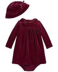 Polo Ralph Lauren Baby Girls' Velour Dress, Bloomer and Hat, 3-Piece Set