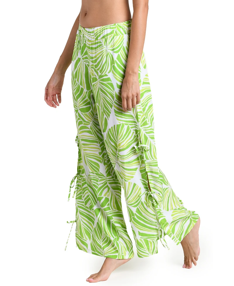 La Blanca Women's Serene Palm Print Pull-On Swim Cover Up Pants