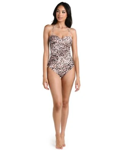 La Blanca Womens Fierce Territory Bandeau Tankini Top Moderate Coverage Pull On Hipster Swim Bottoms