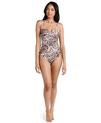 La Blanca Womens Fierce Territory Bandeau Tankini Top Moderate Coverage Pull On Hipster Swim Bottoms