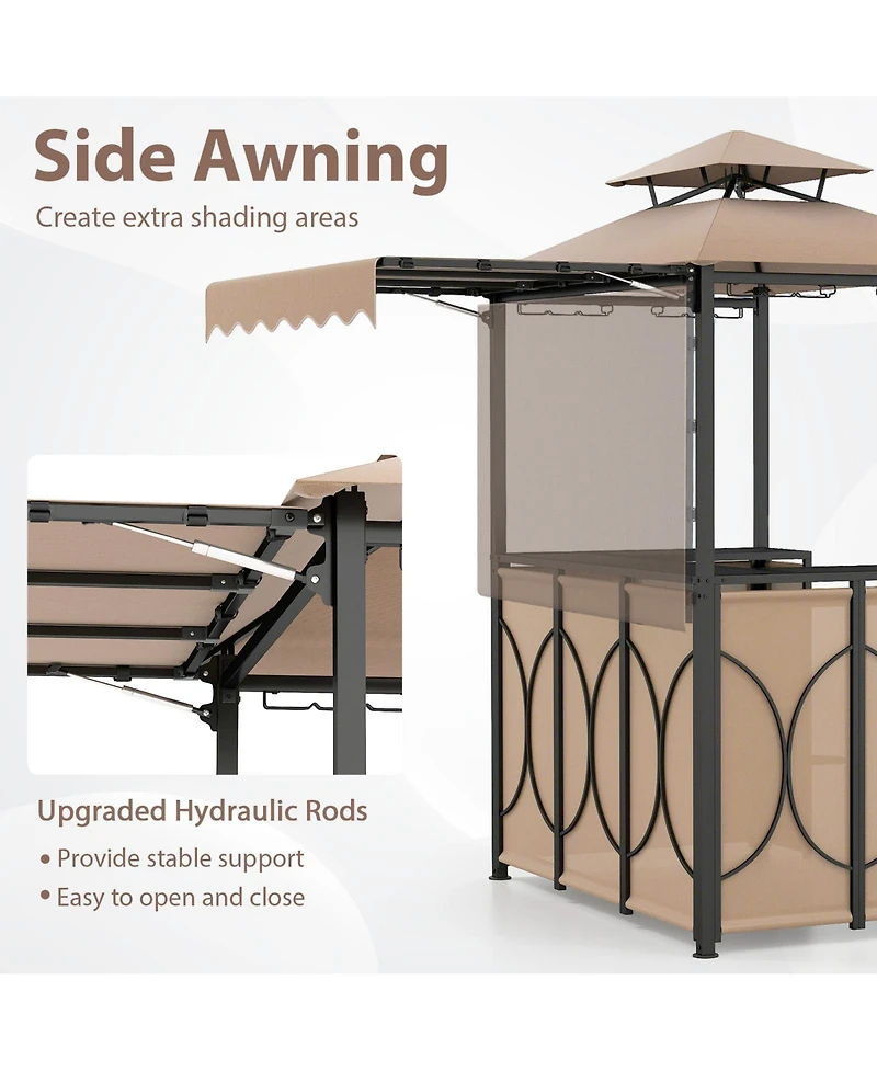 Gymax 3-Piece Outdoor Bbq Canopy w/ Bar Table and 2 Foldable Chairs Set for Patio