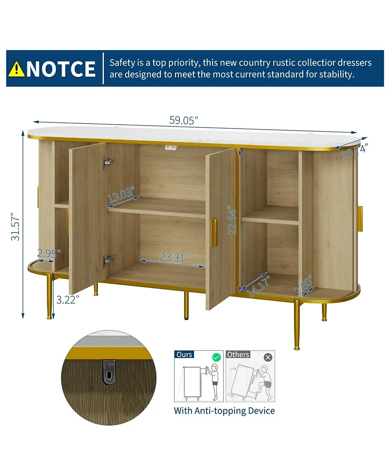 homfan Modern Buffet Cabinet with Storage