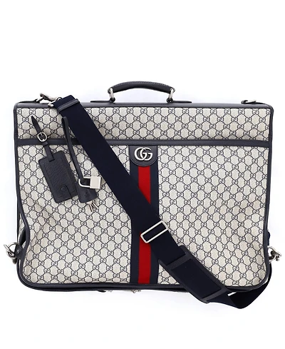 Pre-Owned Gucci Savoy Web Garment Bag Gg Coated Canvas